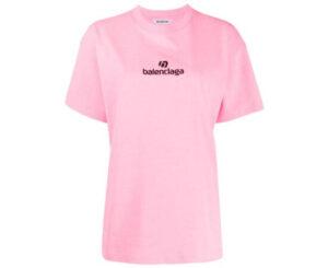 Balenciaga Embroidered Logo Pink T-Shirt