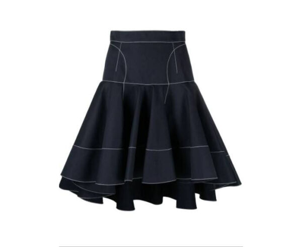 Alexander McQueen Contrast Stitched Ruffle Skirt