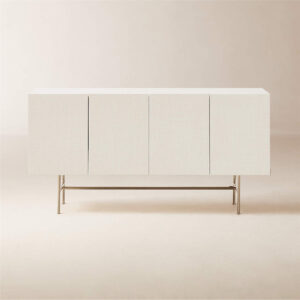 Marfil Ivory Lacquered Grasscloth Media Console