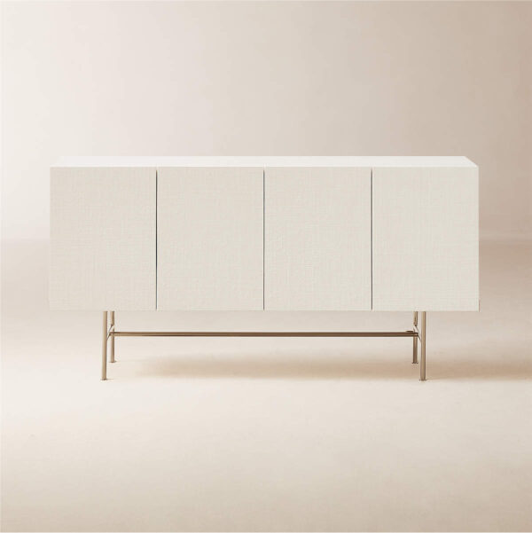 Marfil Ivory Lacquered Grasscloth Media Console